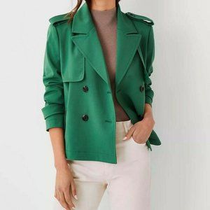 ANN TAYLOR Petite Green Trench Jacket Size Sp